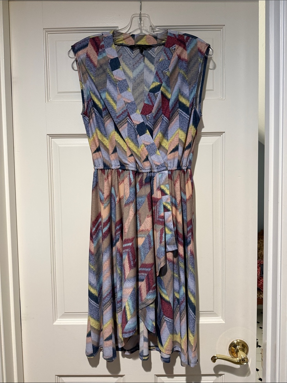 BCBGMaxAzria Multicolor Chevron Sleeveless Dress